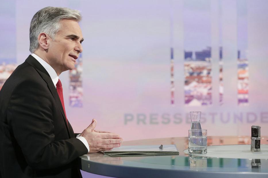 Werner Faymann in der letzten Pressestunde 2015.