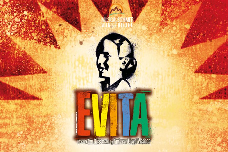 Das Plakat für das Musical „Evita“ zeigt eine stilisierte Silhouette von Eva Perón.
