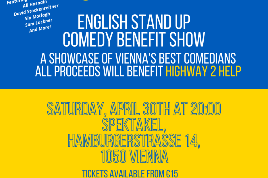 Ein Benefiz-Comedy-Abend im Spektakel in Wien am 30. April zugunsten der Ukraine-Hilfsorganisation Highway 2 Help.