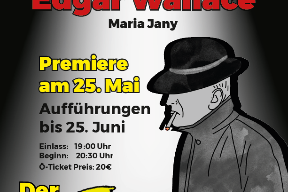 Plakat für „Der Zinker“ von Edgar Wallace in der Aiserbühne mit Maria Jany.