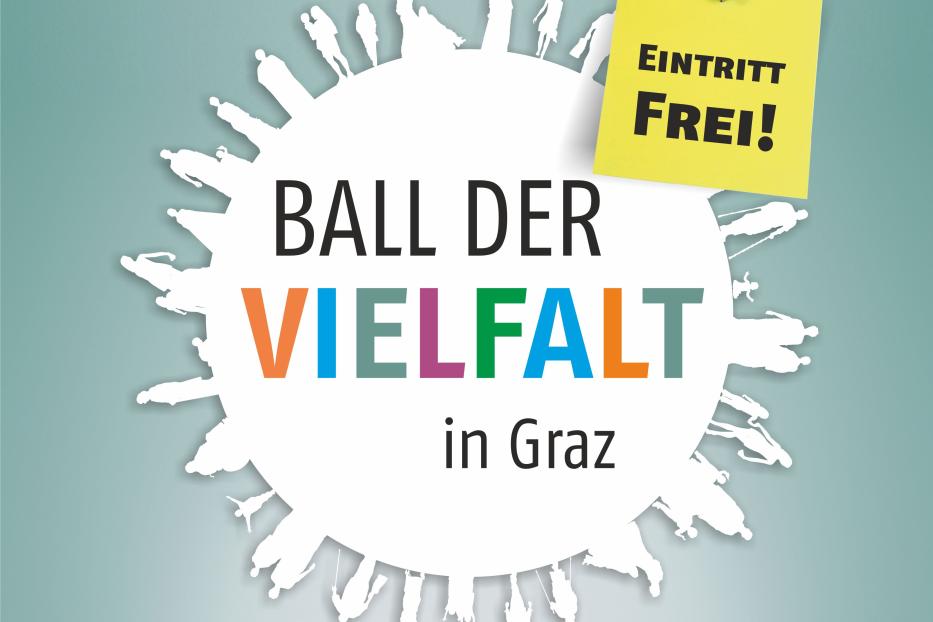 Ein Plakat für den „Ball der Vielfalt“ in Graz am 20. Mai 2022, Eintritt frei.