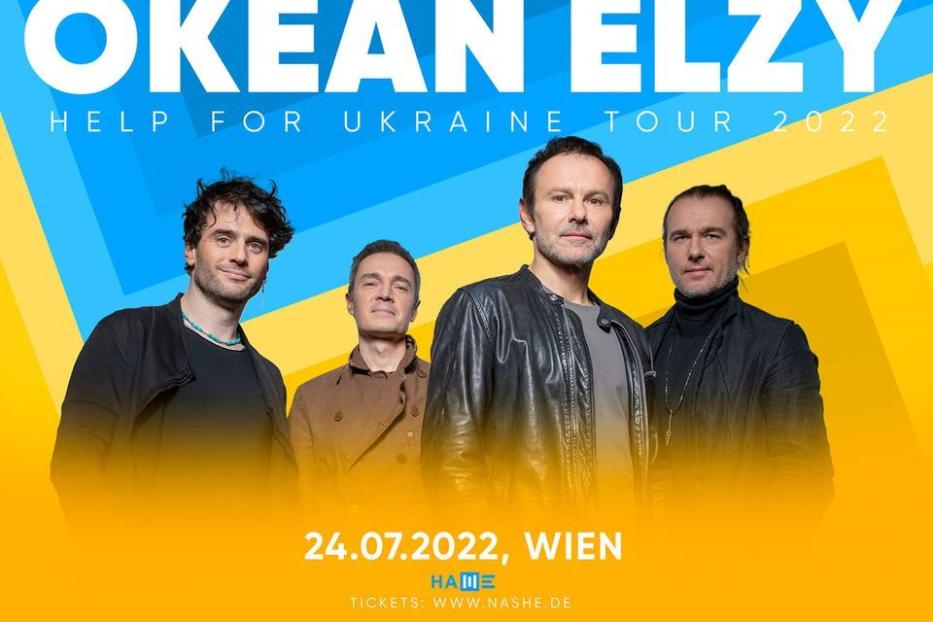Die ukrainische Band Okean Elzy auf ihrer „Help for Ukraine“-Tour 2022 in Wien.