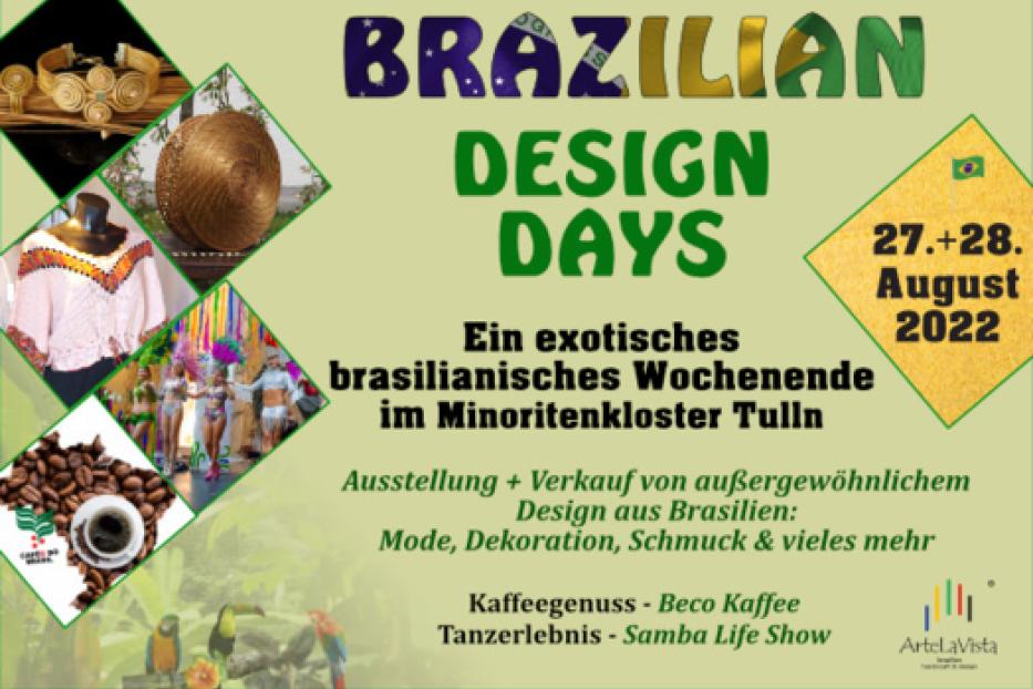 Werbeplakat für die „Brazilian Design Days“ am 27. und 28. August 2022 in Tulln.