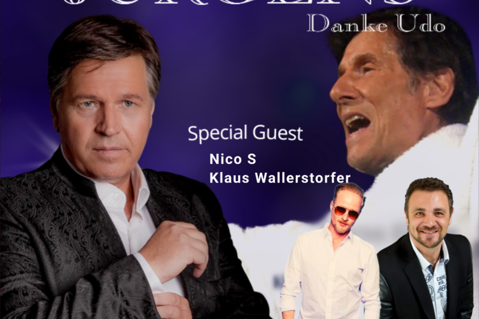Ein Veranstaltungsplakat für „Von Gründorf singt Jürgens“, eine Hommage an Udo Jürgens.