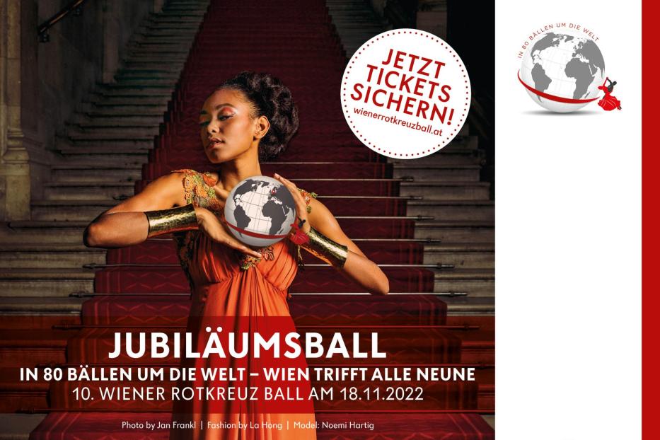 Noemi Hartig präsentiert den Jubiläumsball „In 80 Bällen um die Welt“ des Wiener Roten Kreuzes.