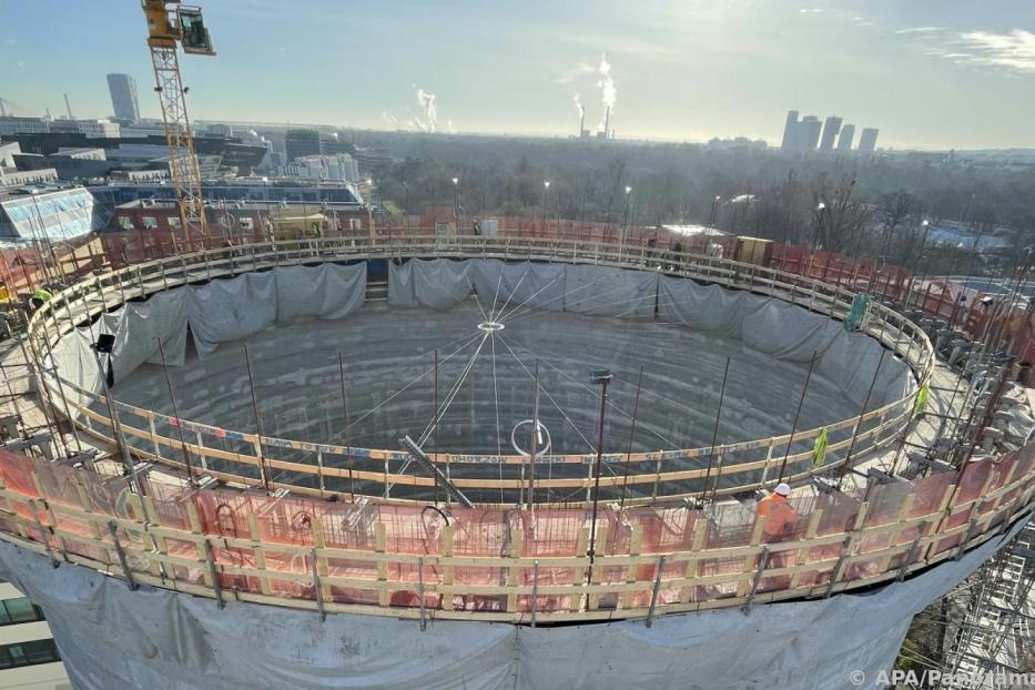 Baustellenansicht der neuen Rotunde im Prater