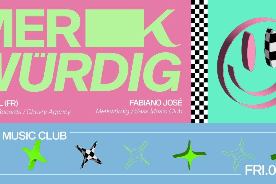 Ein Veranstaltungsplakat für „Merkwürdig“ mit Occibel und Fabiano José im Sass Music Club am 7. April.
