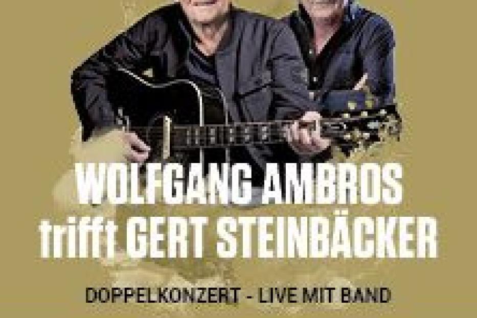 Ein Werbeplakat für ein Doppelkonzert von Wolfgang Ambros und Gert Steinbäcker am 13.07.2023.