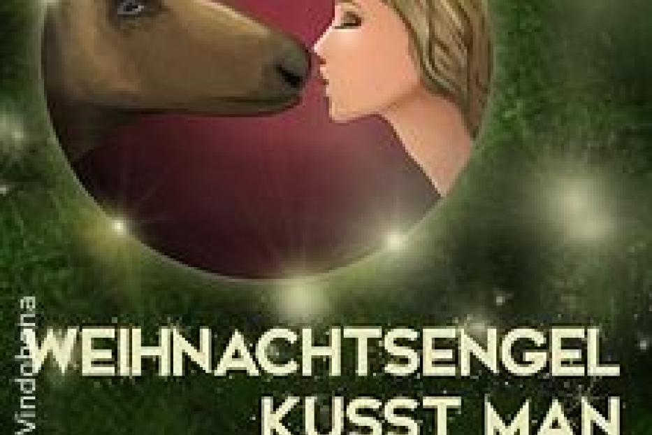 Eine stilisierte Darstellung eines Rentiers, das eine Frau küsst, mit dem Text „Weihnachtsengel küsst man nicht“.