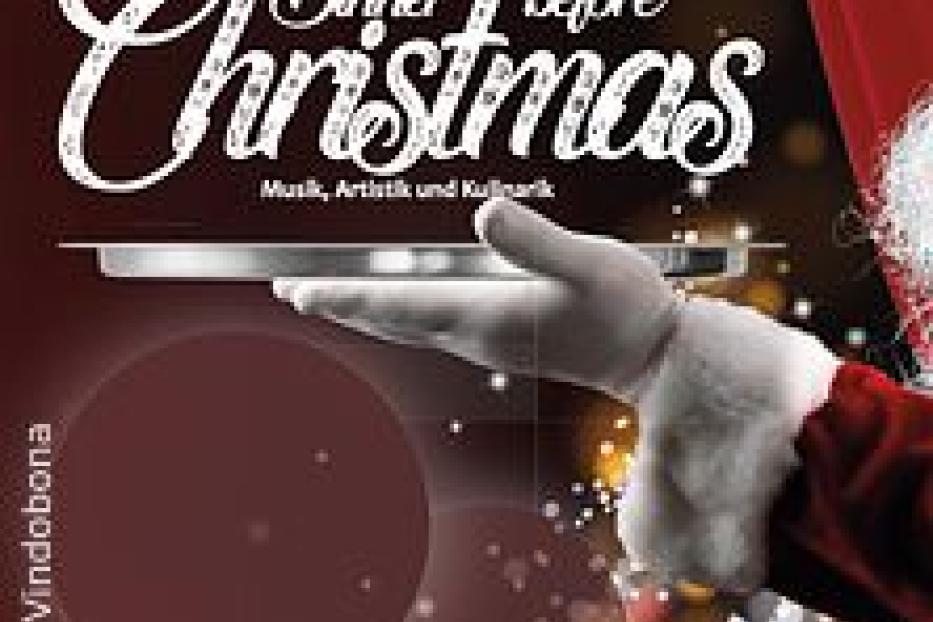 Ein Albumcover für „Dinner before Christmas“ mit einer Hand, die ein Tablett hält.