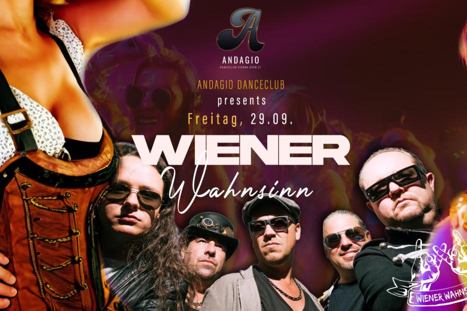 Werbeplakat für „Wiener Wahnsinn“ am Freitag, den 29.09. im Andagio Danceclub.