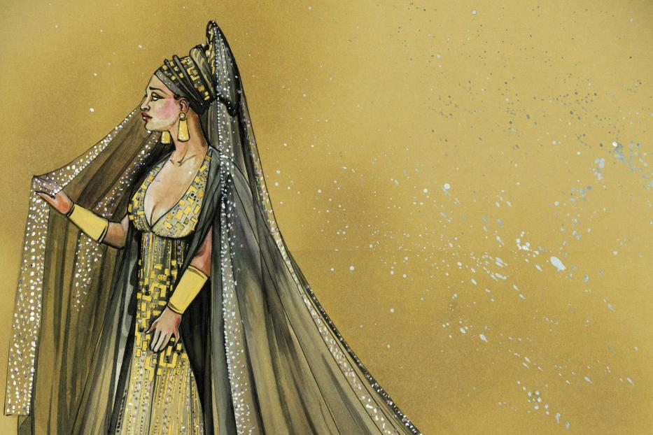 Kostümskizze der Figur Aida für die Oper "Aida"