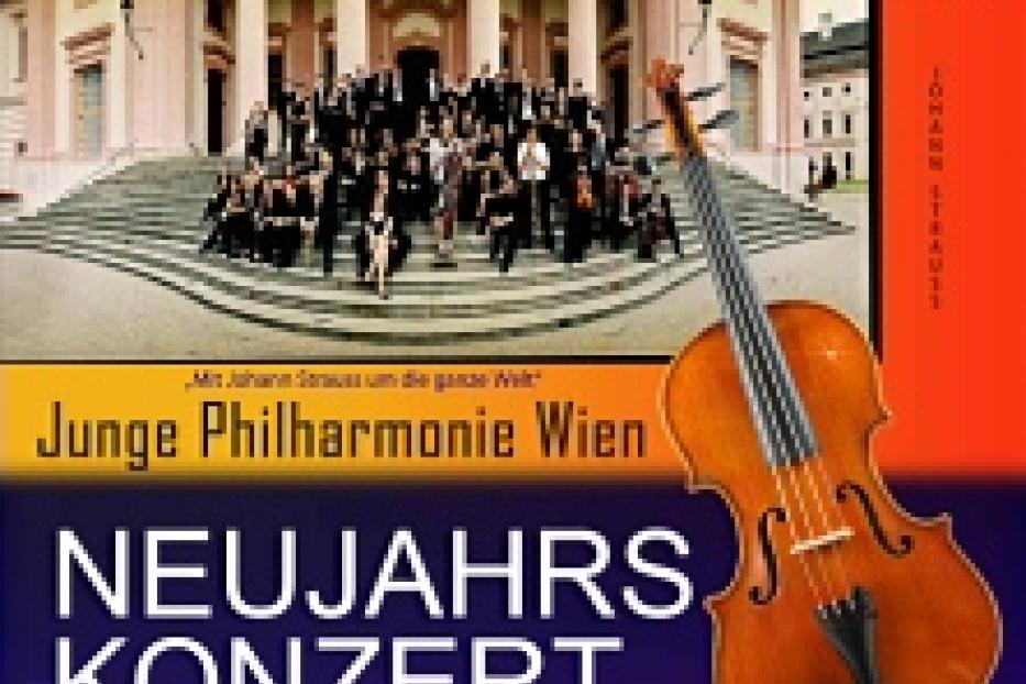 Ein Plakat für das Neujahrskonzert der Jungen Philharmonie Wien am 6. Januar 2024.