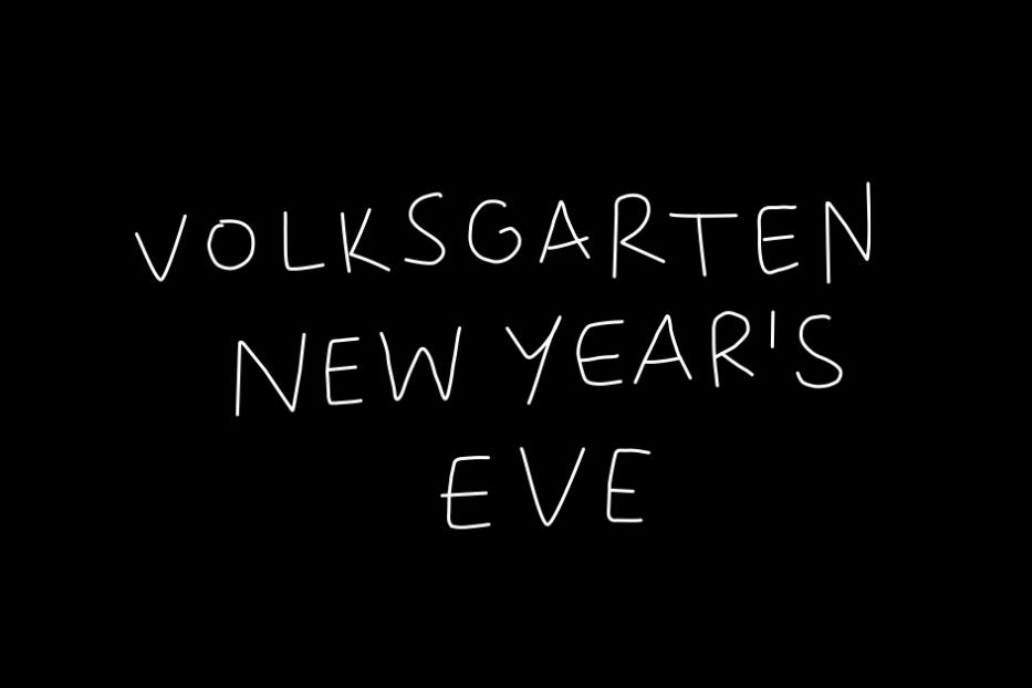 Schriftzug für die Silvesterparty im Volksgarten.