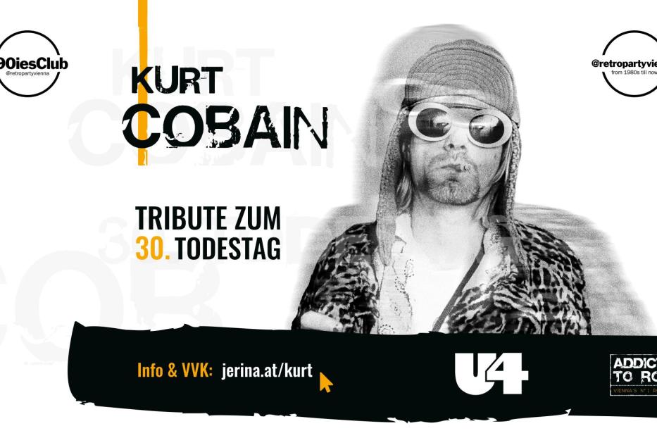 Werbeplakat für eine Kurt Cobain-Tribute-Veranstaltung im U4 in Wien.