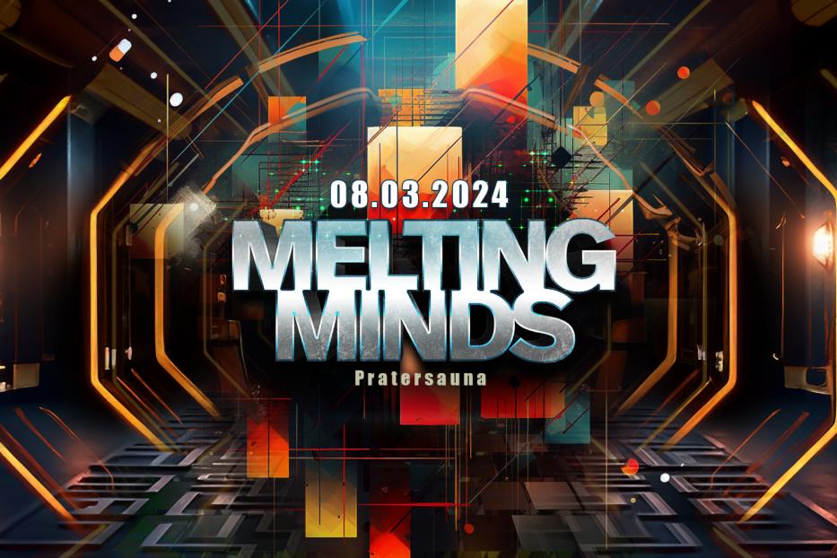 Abstrakte Grafik für „Melting Minds“ am 08.03.2024 in der Pratersauna.