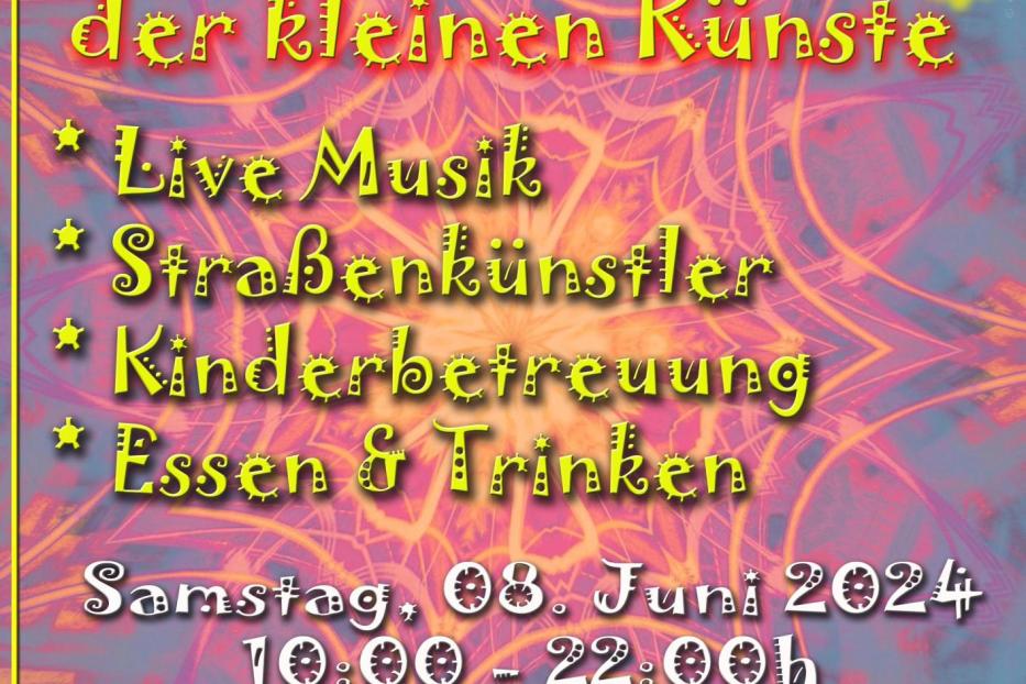Plakat für ein Straßenfest der kleinen Künste am 8. Juni 2024 in der Penknergasse.