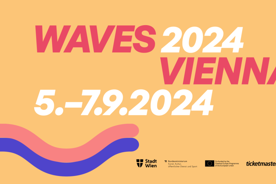Werbung für das Waves Vienna Festival vom 5. bis 7. September 2024.