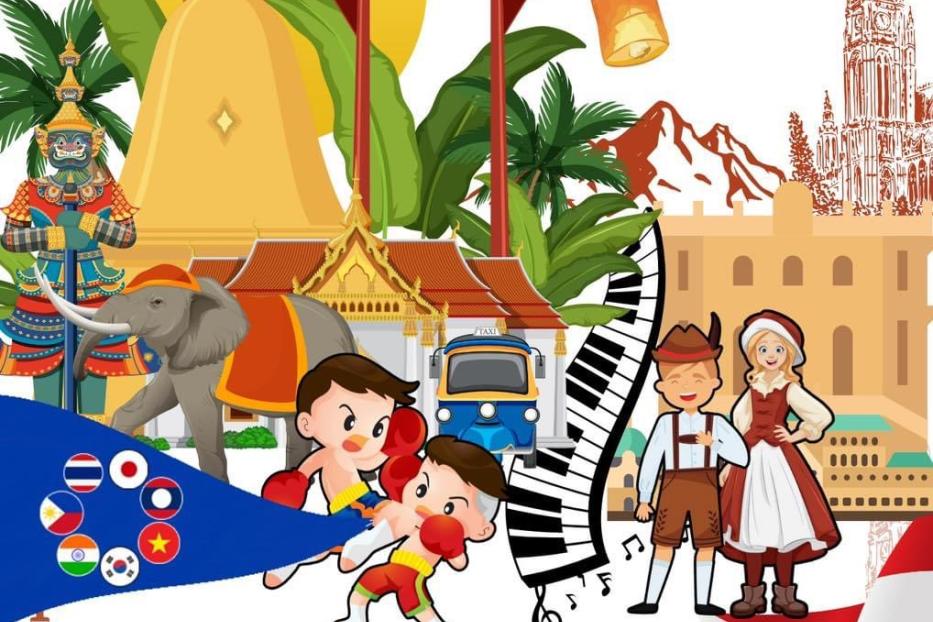 Eine Illustration für ein asiatisch-österreichisches Streetfood-Festival 2024 auf der Donauinsel.