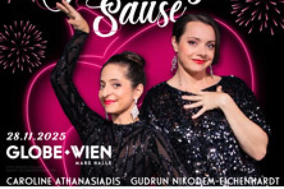 Ein Veranstaltungsplakat für die „Geburtstags Sause“ der Kernölamazonen am 28. November 2025 im Globe Wien.