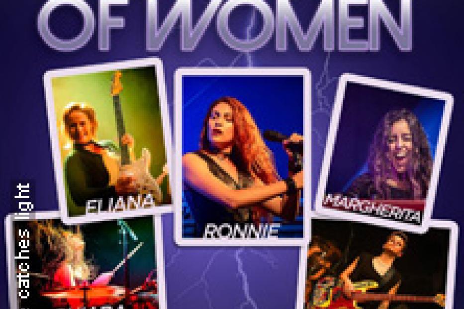 Das Bandfoto von Strange Kind of Women, einer weiblichen europäischen Hommage an Deep Purple.