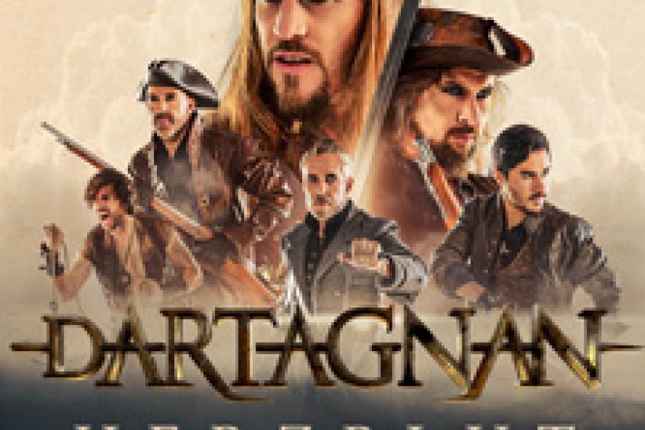 Das Cover der „Herzblut“-Tour 2025 von D’Artagnan zeigt die Bandmitglieder in historisch anmutenden Kostümen.
