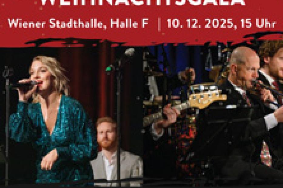 Eine Sängerin tritt mit Band bei der „Weihnachtsgala“ in der Wiener Stadthalle auf.