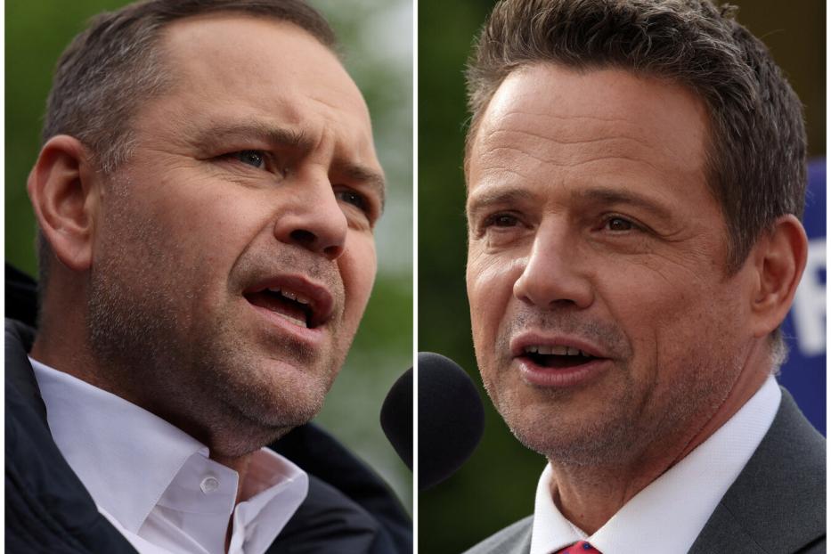 A combination picture shows Karol Nawrocki and Rafal Trzaskowski, leading candidates in the Polish presidential election