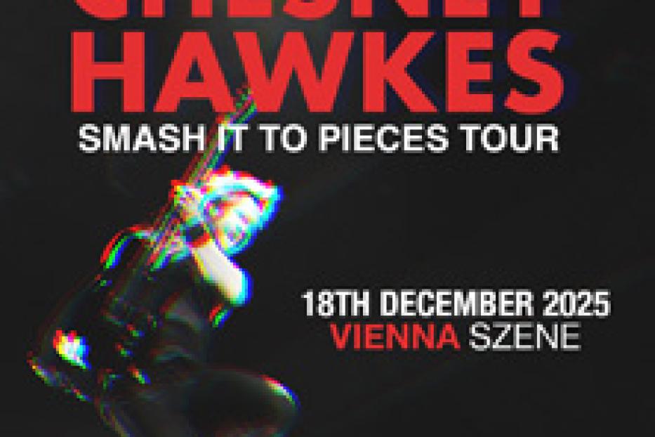 Ein Werbeplakat für die „Smash It To Pieces Tour“ von Chesney Hawkes am 18. Dezember 2025 in Wien.
