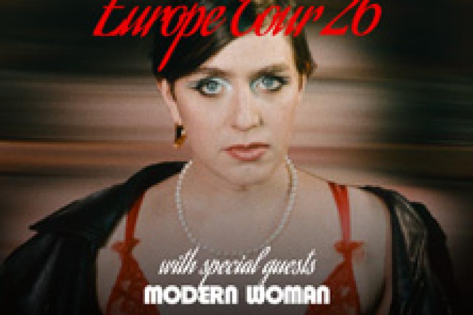 Ein Werbebild für die „Ms. Ezra Furman Europe Tour '26“ mit der Band Modern Woman.