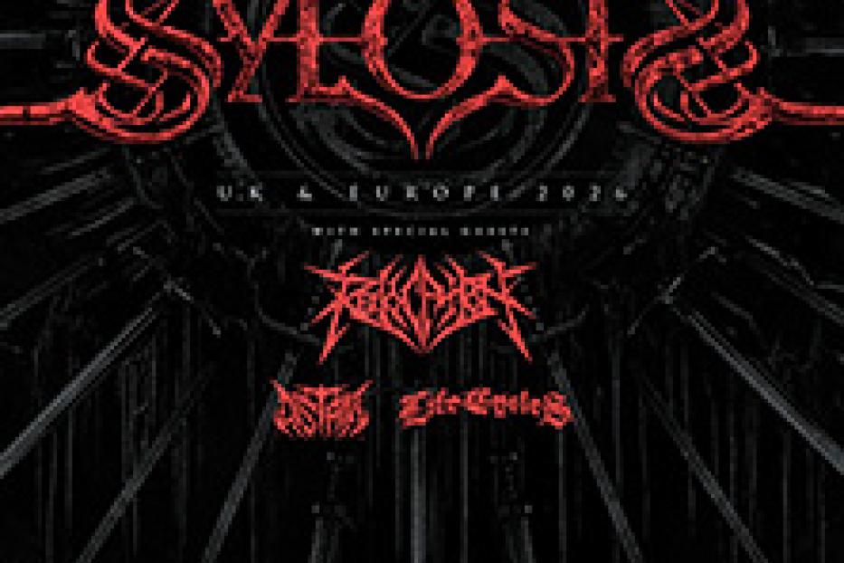 Ein Konzertplakat für die „Sylosis UK & Europe 2020“-Tour mit den Bands Rectifier, Distant und Life Cycles.