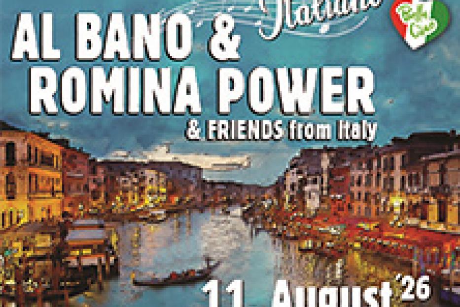 Plakat für „Amore Italiano“ mit Al Bano und Romina Power am 11. August auf der Seebühne Mörbisch.