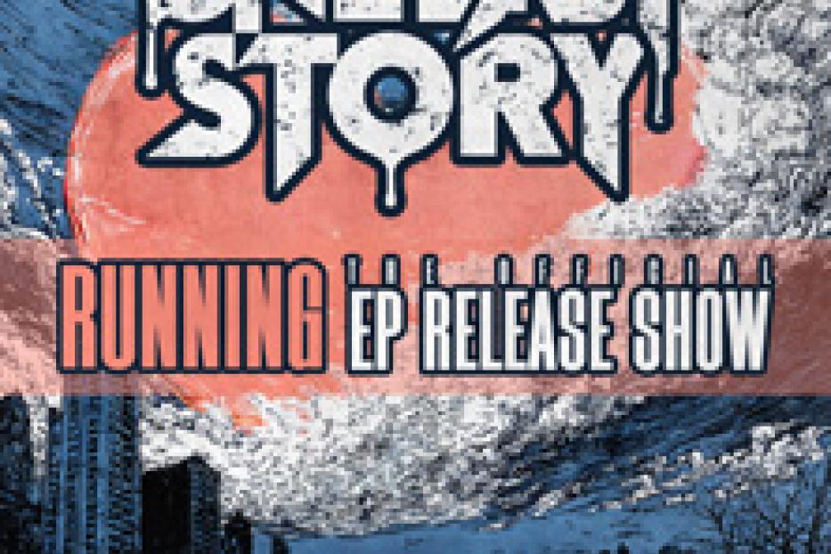 Das Cover zeigt das Album „Running EP Release Show“ von One Last Story vor einer apokalyptischen Landschaft.