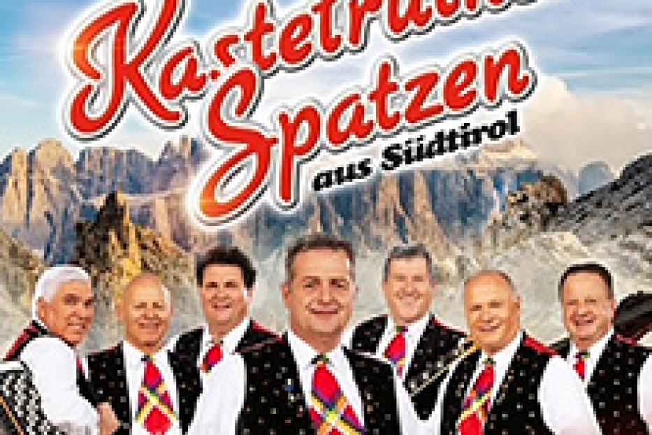 Das Cover des Albums der Kastelruther Spatzen vor einer Bergkulisse.