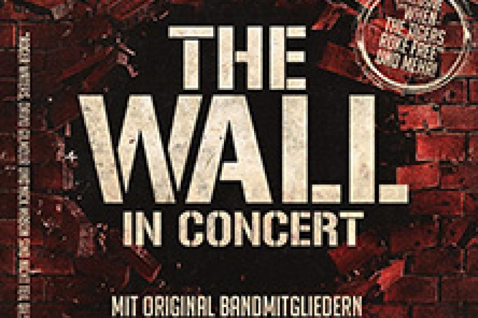 Das Cover von „The Wall in Concert“ von Pink Floyd vor einer Backsteinmauer.