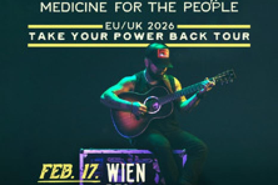 Ein Werbeplakat für die „Take Your Power Back Tour“ von Nahko and Medicine for the People in Europa 2026.