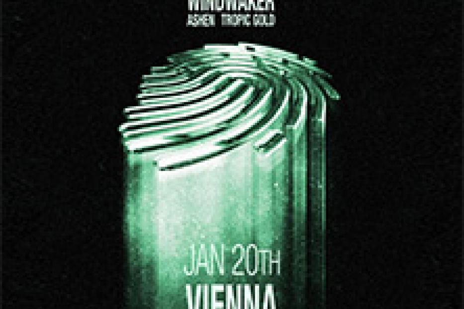 Ein Veranstaltungsplakat für Resolve, Windwaker, Ashen und Tropic Gold am 20. Januar in Wien.