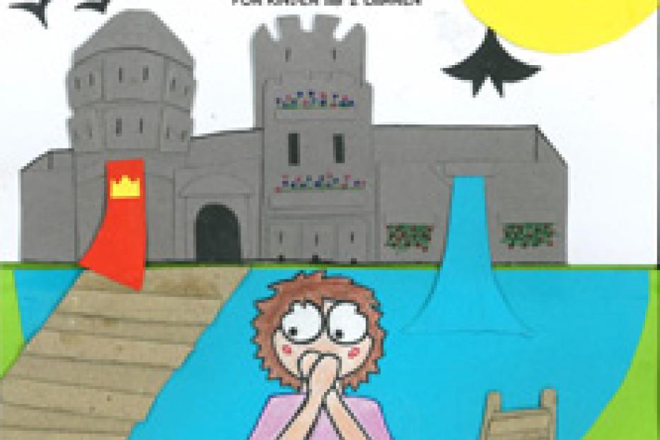 Das Cover des Kinderspiels „Stibitzt“ mit einer Burg und einer Comicfigur.