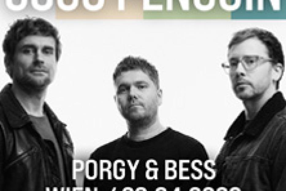 Das Bandfoto von GoGo Penguin kündigt ein Konzert im Porgy & Bess in Wien am 29.04.2026 an.