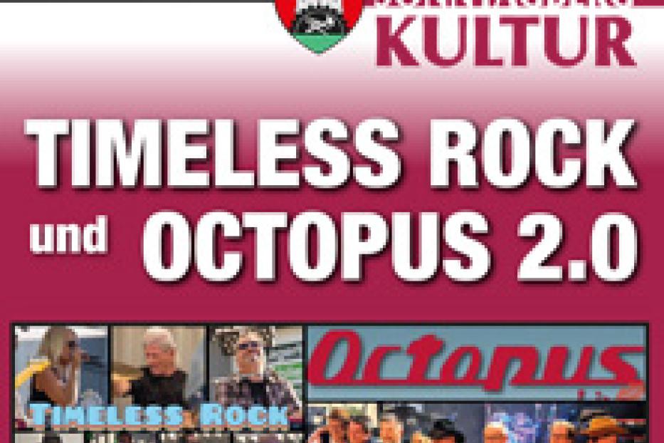 Ein Werbeplakat für „Timeless Rock und Octopus 2.0“ im Jahr 2026 in Sonntagberg Kultur.