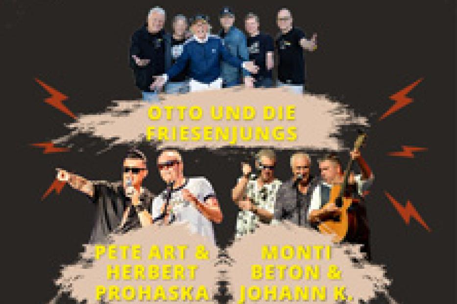 Ein Werbeplakat für die Brunner Wiesn am 17.09.2026 mit den Bands Otto und die Friesenjungs, Pete Art & Herbert Prohaska sowie Monti Beton & Johann K..
