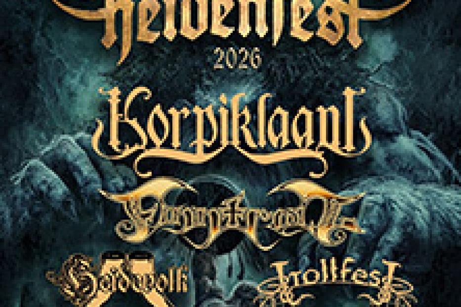 Ein Werbeplakat für das „Heidenfest 2026“ mit den Bands Korpiklaani, Finntroll, Saltatio Mortis und Trollfest.