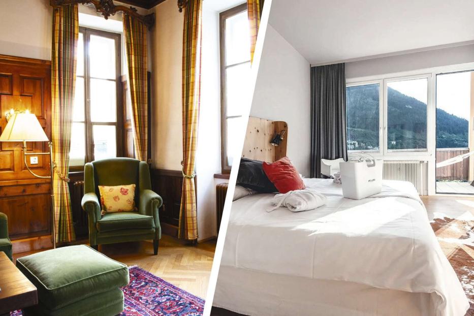 Bildvergleich zwischen Fauteils und Holzverkleidung in der Solitude oder eher reduzierter Einrichtung im Miramonte