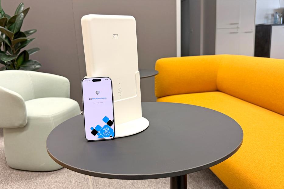 Drei-App zeigt optimale Positionierung des Routers