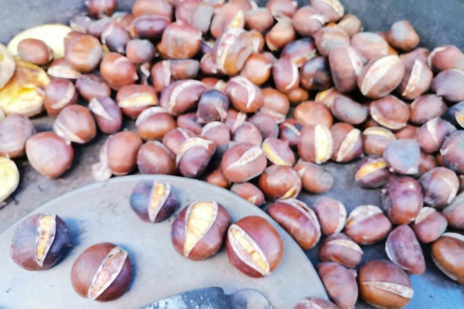 Maroni im Maronibrater. 