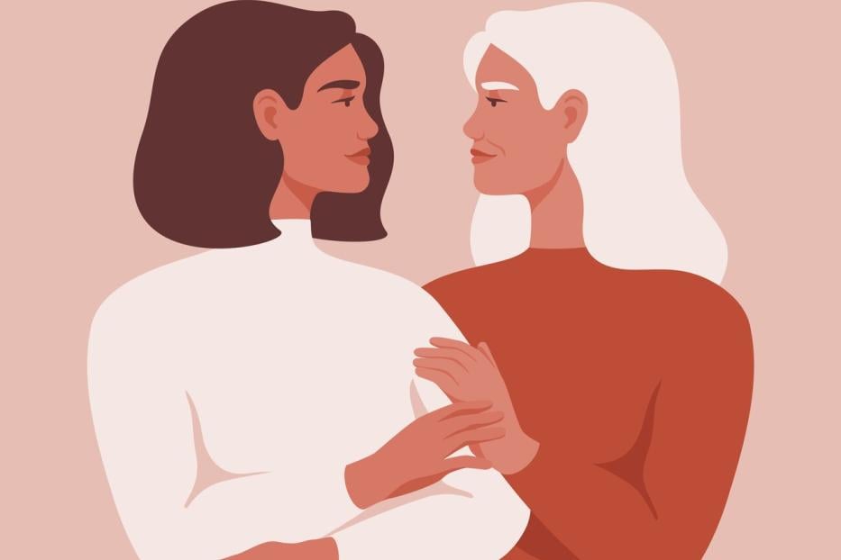 Grafik von zwei Frauen die sich ansehen