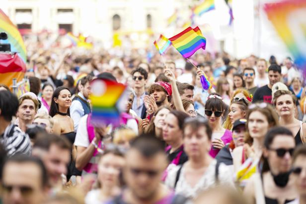 Eine Menschenmenge bei der 27. Vienna Pride