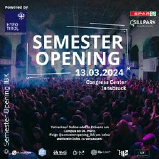 Eine Menschenmenge feiert auf dem Semester Opening IBK im Congress Center Innsbruck am 13.03.2024.