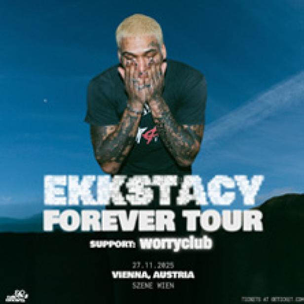 Ein Werbeplakat für die „Ekkstacy Forever Tour“ mit dem Rapper Ekkstacy.