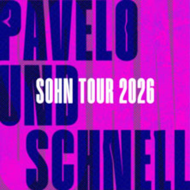 Das Cover der „Pavelo und Sohn Tour 2026“ in Pink und Blau.